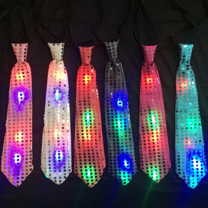 

Led Necktie Toys Night Glowing Flash Glow In The Dark Tie Mixcolor Luminous Suit Tie Party Supplies Dancing Stage Props Toy