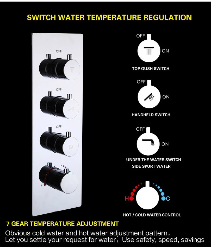 2021 Thermostat Bathroom Shower Faucet Hot And Cold Mixer Set Mixing