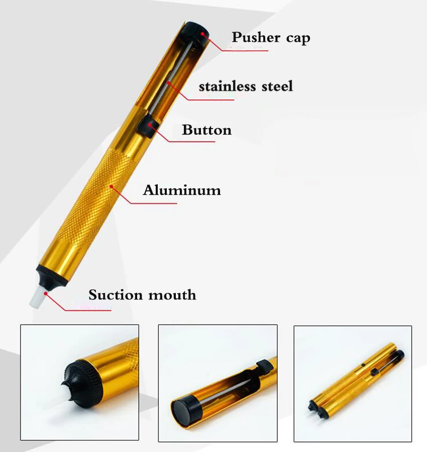 1 шт. металлический припой отсос удаление Вакуумный паяльник осушитель всасывающая Оловянная ручка ручные инструменты сварочные инструменты