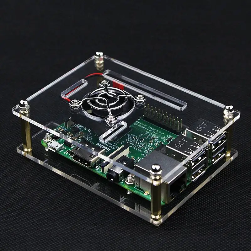 

AMZDEAL Hard Acrylic Shell Protective Case + Cooling Fan For Raspberry Pi 2/3 Module B