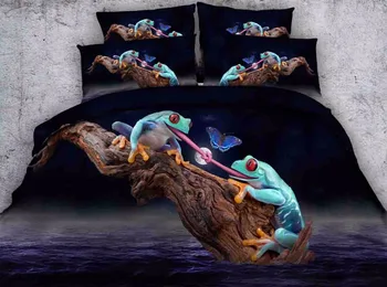 

JF-311 Two Frogs print duvet cover set 4pcs full queen king size bedding sets