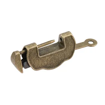 

DRELD Antique Chinese Old Padlock Wooden Box Lock Jewelry Chest Wood Box Padlock for Suitcase Drawer Cabinet Door Hardware Locks