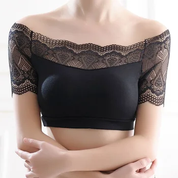 

DENNYLITER Women Seamless Tube Top Lace Crop Top Sexy Wrapped Chest Strapless Bra Tops Cute Underwear Women