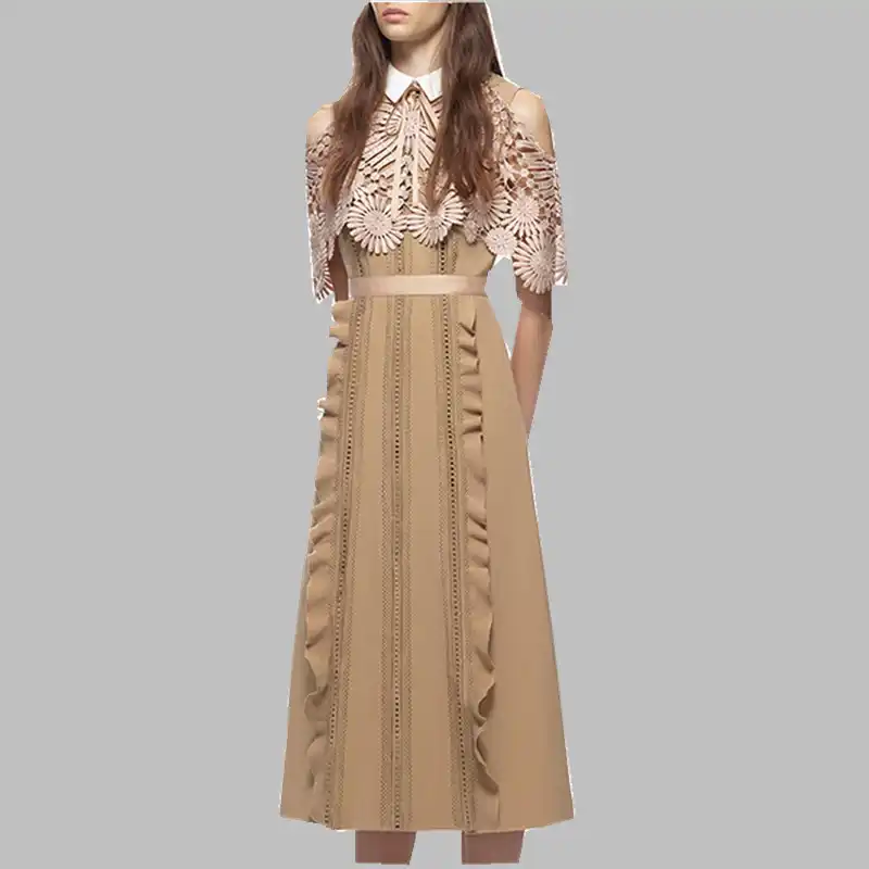 self portrait beige dress