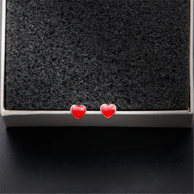 

Silver Red Heart Silver Stud Earrings For Women Girls Children Kids 925 Fashion Jewelry Wholesale