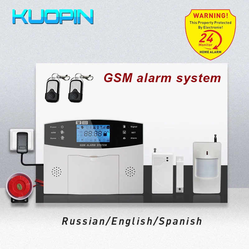 

Wireless LCD display voice intercom 99 wireless alarm zone auto dial and SMS home burglar security gsm alarm system