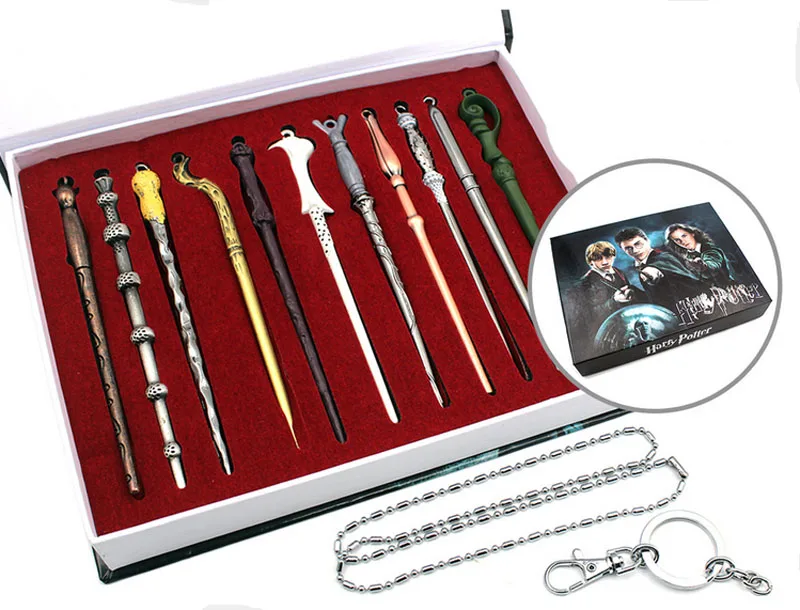 

11PCS/Set Harry Potter Magic Wand Set Creative Magic Tricks Kids Toys Halloween Cosplay Performance Props Gift Box Packing