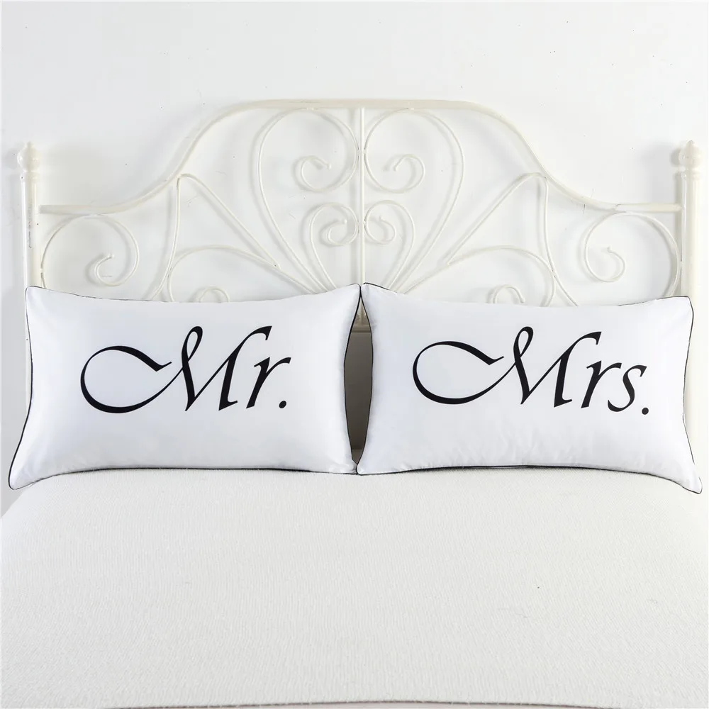 

Mr. And Mrs. Romantic Deisgn Super Soft Bedding Pillow cover Lover Still Print Pillow case Romantic Valentines Wedding Gift