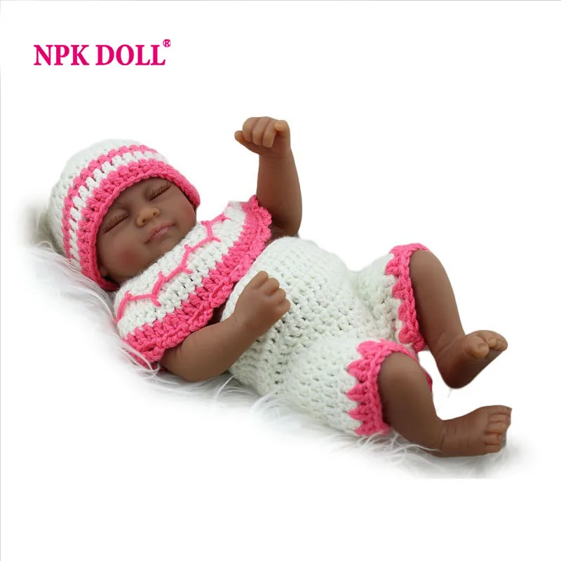 

NPKDOLL Reborn Doll African Black Reborn Baby Dolls Silicone 10 Inch 25cm Soft Vinyl Realistic Babies Children's Toys