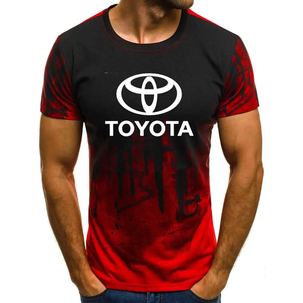 

Mens Short Sleeve Toyota Car Logo Mens T-shirt Summer casual Cotton Gradient T shirts Fashion Hip Hop Harajuku Male Brand Tee