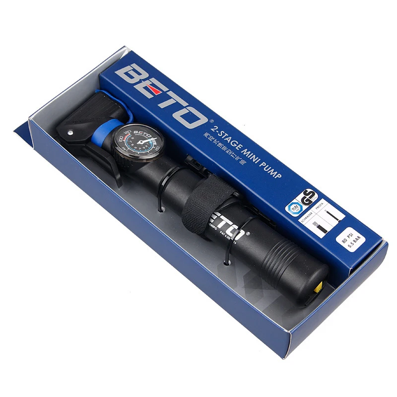 

BETO Bicycle Pump High-end 2-Stage Mini Portable Cycling MTB Road Bike Tire Inflator Air Pump With Pressure Gauge Bracket