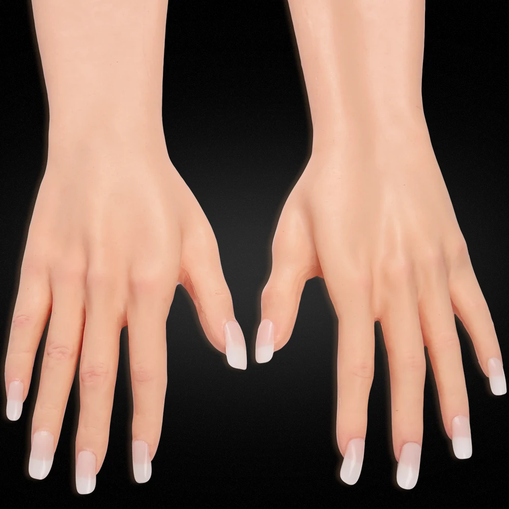 KOOMIHO Crossdressing Female Silicone Gloves Realistic Skin Hand with Nail for Transvestite Cosplay Performance Props Drag Queen