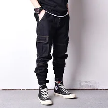Модные уличные мужские джинсы с большим карманом штаны-карго из денима брюки хип-хоп джинсы мужские брюки-шаровары hombre