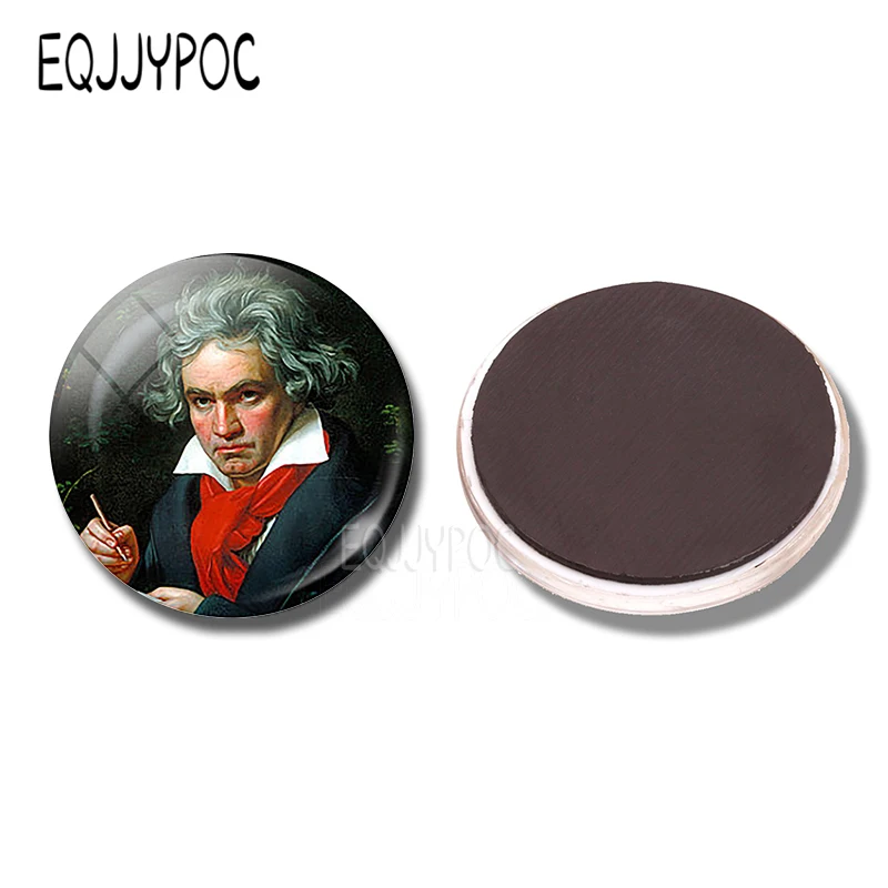 

Ludwig Van Beethoven Glass Refrigerator Magnet 30MM Magnet Fridge Notes Magnetic Stickers for Fridge Famous People Home Decor