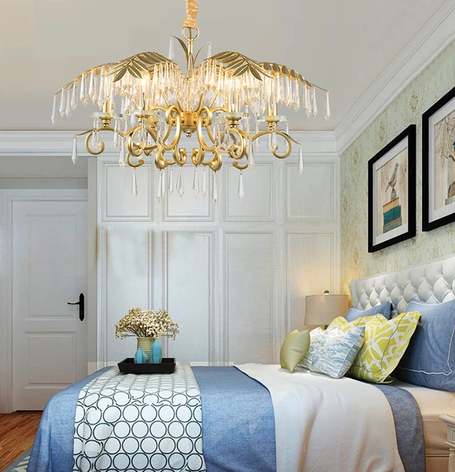 gold crystal leaves pendant lamp 15