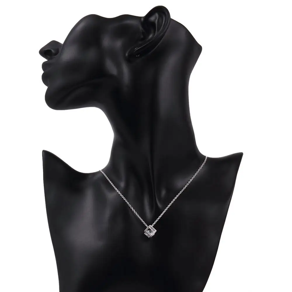 Hot 925 Sterling Silver Personality cube zircon ladies necklace Pendant Necklace Charm Fashion Jewelry For Mother's Day | Украшения и