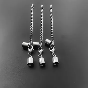 

Stainless Steel Cord Ends Caps with Lobster Clasps Extender Chain Connectors Sets DIY Findings fits 1.5mm 2mm 3mm 4mm 5mm 6mm