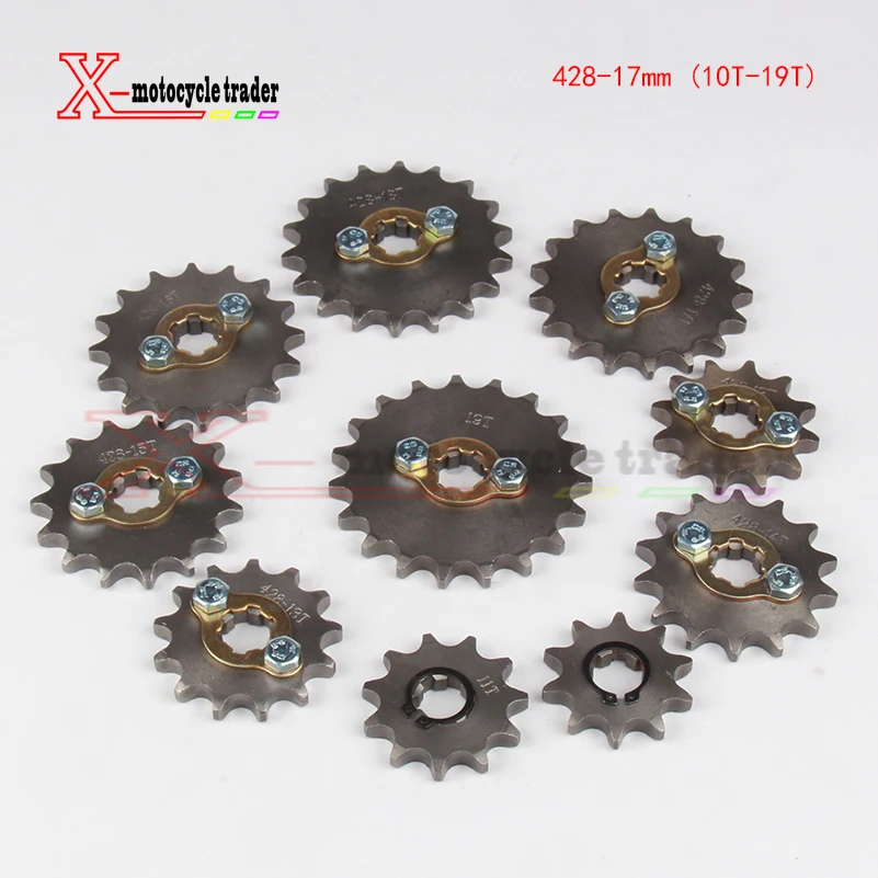 

428 10T~19T 17mm Front Engine Sprocket for Stomp YCF Upower Dirt Pit Bike ATV Quad Go Kart Moped Buggy Scooter Motorcycle