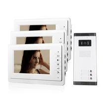 ENVÍO LIBRE A Estrenar 7 “Entrada de Intercomunicación de vídeo Timbre de La Puerta Sistema de Teléfono 3 Monitor 1 HD Cámara para 3 Apartamento Del Hogar Al Por Mayor