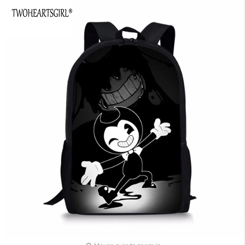 

TWOHEARTSGIRL Cartoon Children Backpacks Bendy The Ink Machine Teenage School Backpack Girls Boys Casual Kids School Bag Mochila