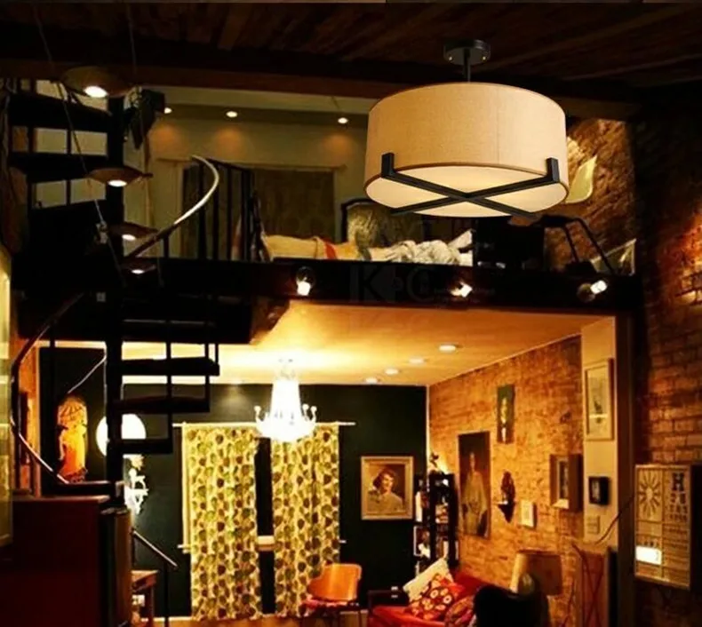 Тканевый потолочный светильник в американском стиле для спальни, скандинавский светодиодный художественный светильник для спальни, потолочный светильник для учебы