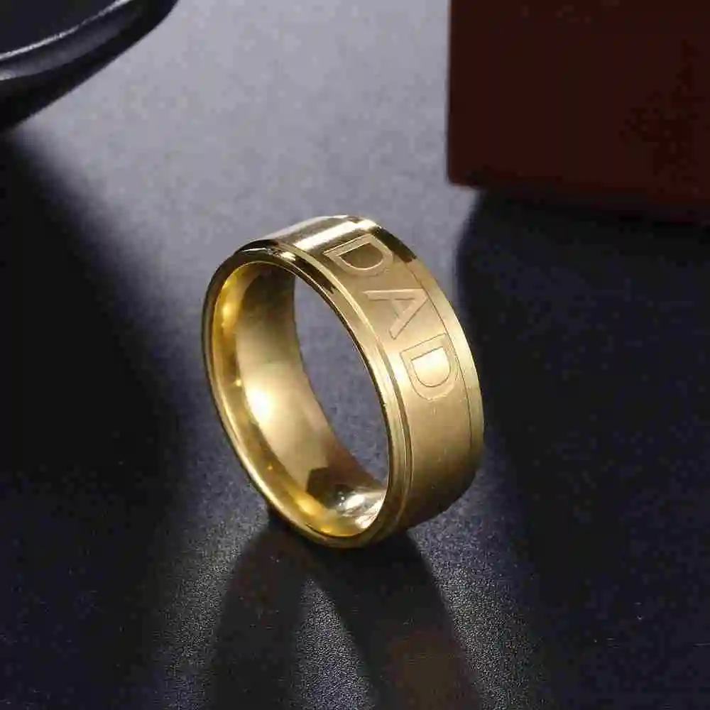 Gaxybb Новое поступление кольцо с надписью «Dad» из нержавеющей стали с гравировкой Love You Dad мужское кольцо ювелирные изделия - Цвет основного камня: gold