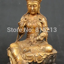 Bi001291 1" Китайский Буддизм Бронзовый Свинка Сидений Wenshu Манджушри Кван-инь Статуя Богини
