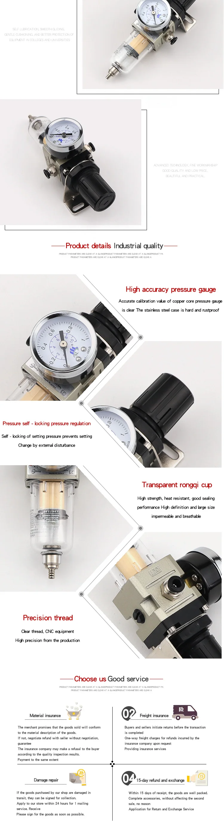 Пневматический воздушный компрессор, воздушный фильтр давления, регулирующий клапан, AW2000-02, один фильтр для разделения масла и воды, источник воздуха