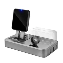 5 в 1 порт USB США ЕС вилка 2.4A usb зарядная станция с Беспроводное зарядное утройство для телефона и для iWatch MP3 samsung S8 камеры QC 3,0