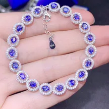 Натуральный сапфир браслет цепочка 0.35ct* 19 шт. драгоценный камень 925 серебро в ювелирные изделия# S1932305