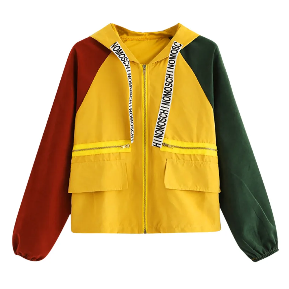 Very best  Outerwear & Coats Jackets Long Sleeve Patchwork Pocket Skinsuits Hooded Zipper Pockets Sport coats 