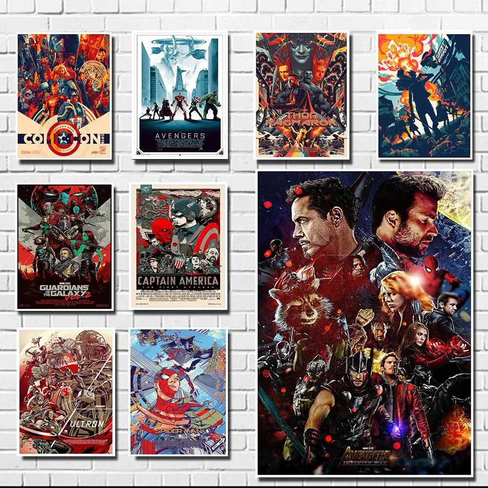 

Marvel Movie /Avengers /Guardians of the Galaxy/Movie Poster Decorative Painting Bar Wall Sticker white Kraft Paper Poster