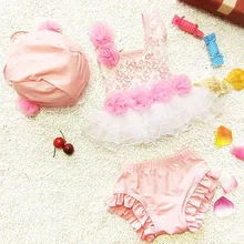 Г., Летний Детский бикини, милый купальник для малыша, для девочек, с рюшами, с бантом, костюм принцессы из двух предметов для плавания с шапкой, От 0 до 2 лет