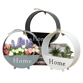 

Iron Hanging Vase Wall Decor Storage Flowers Basket Household And Office Decor Fower Plant Party Wedding Decoration Flower Box
