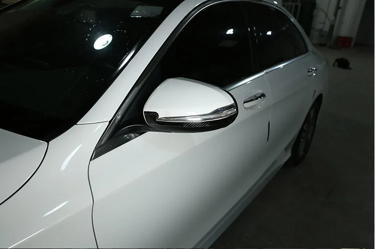 2 шт. Настоящее углеродное волокно боковое зеркало заднего вида украшения клейкие полоски для Mercedes Benz C Class W205 GLC X253- части