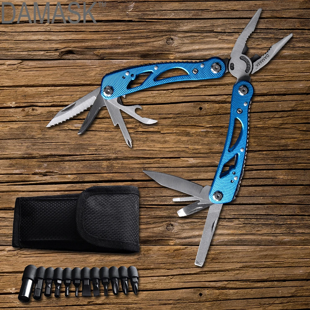 

Damask Multifunction Combination Pliers Outdoor Survival Pocket Folding Plier EDC Electrician & Fishing Hand Tools