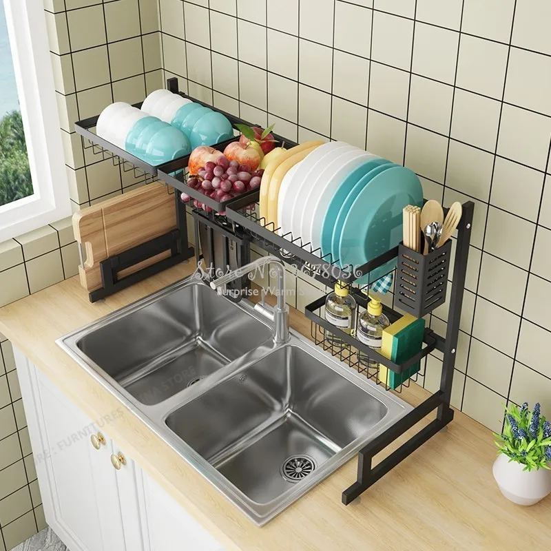 2019 New Kitchen Organizer Dishes Dryer Storage Rack Holder Kitchen Sink Sponge Holder Tableware Dinnerware Organizer Dryer Rack