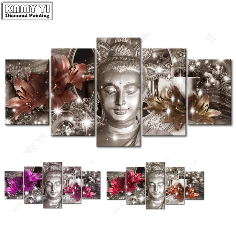 

100% Full 5D Diy Daimond Painting Cross-stitch Buddha Lily 3D Diamond Painting Rhinestones Paintings Embroidery Multi-pictures