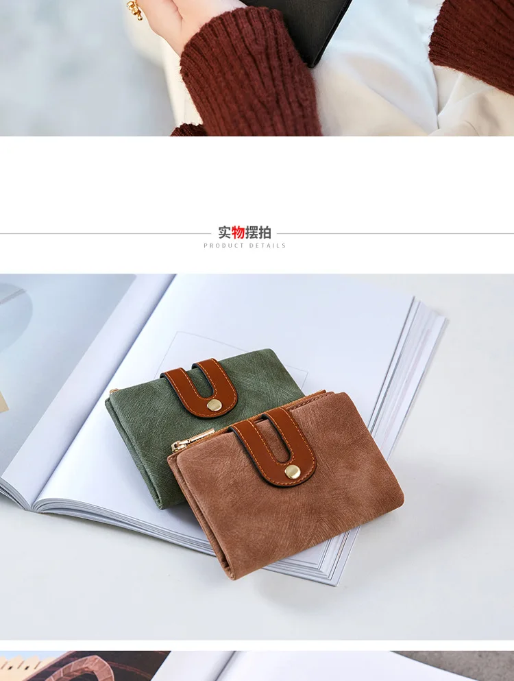 Women Wallet Short Style Lady's Luxury Brand Wallets Scrub Leather Female Zipper& Hasp Purse for Coins Carteira Feminina