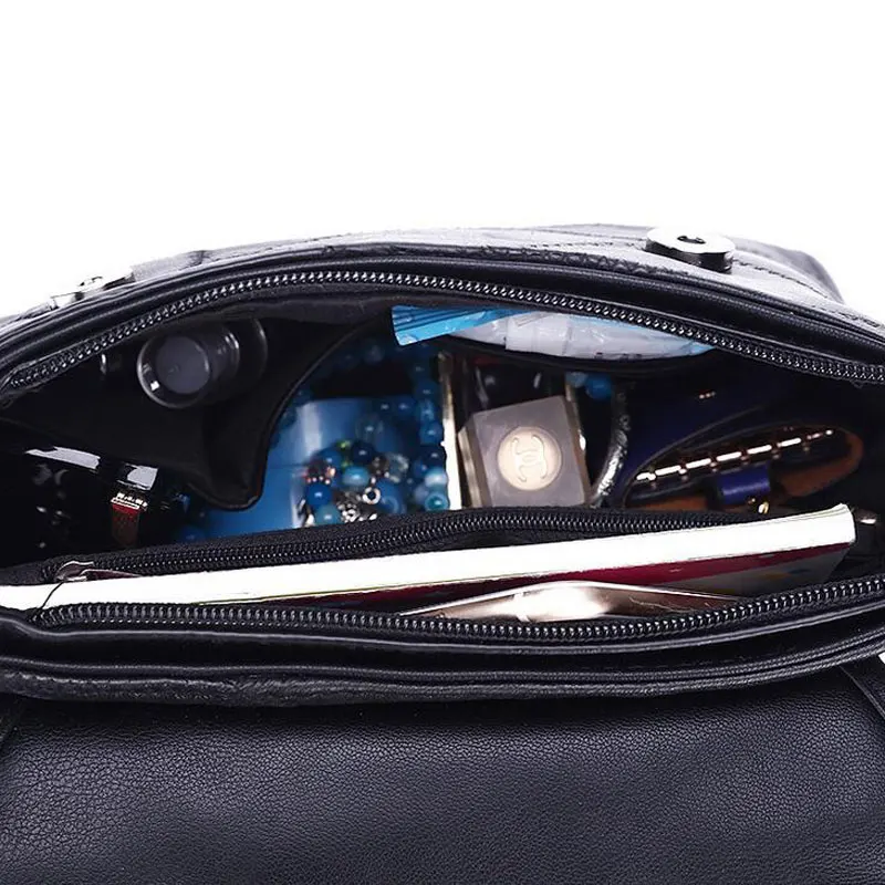 REPRCLA New Genuine Leather Bag Rivet Patchwork Women Messenger Bags Crossbody Fashion Designer Handbags Shoulder Bag L037