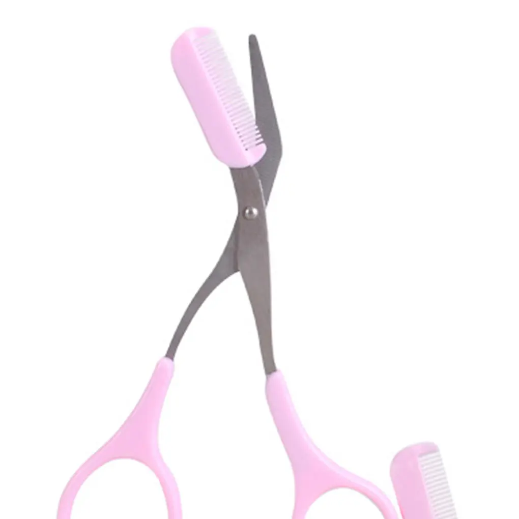 

2019 Hot 1PC High Quality Eyebrow Trimmer Scissors Combs Eyebrow Scissors Comb Women Girl Eyelash Removal Tools