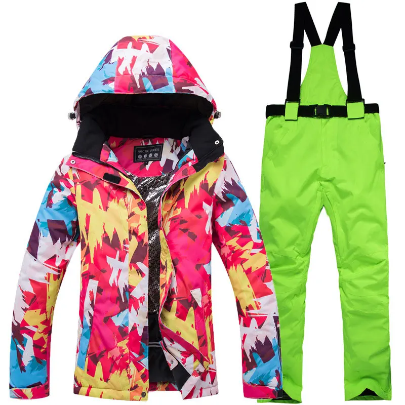 Зимний женский лыжный костюм водонепроницаемый лыжный комплект дышащий ветрозащитный Сноубординг для женщин уличная зимняя куртка и брюки - Цвет: color 07