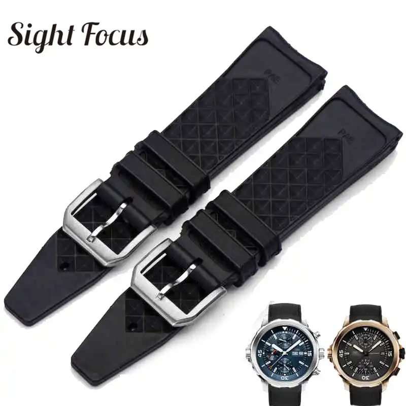 Notch End Silicone Rubber Watch Band for IWC Ingenieur Strap for Men