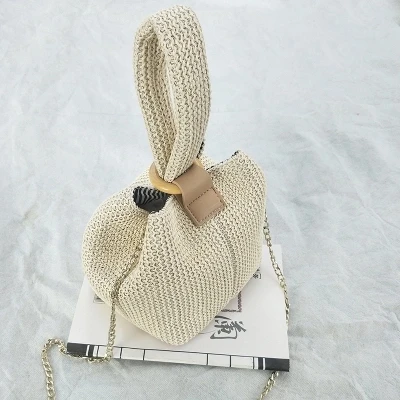 Brand Straw Bags for Women Beach Bag Personality Crossbody Lock Handbag Lady Vintage Handmade Knit  - 32916761150