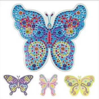 

4 designs/lot diy Stickey Mosaic Art Stickers Puzzle Butterfly Early Learning Education kits for Children 3-6years