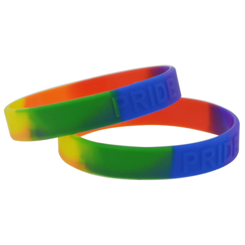 1Piece Embossed Logo Pride Silicone Gay Pride Bracelet Wristbandin