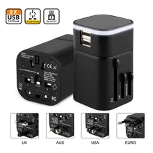 

Universal International Travel Adapter with Dual usb Charging Ports 100V~240V US EU UK Smart Plug Power Adapter for Mobile Phone