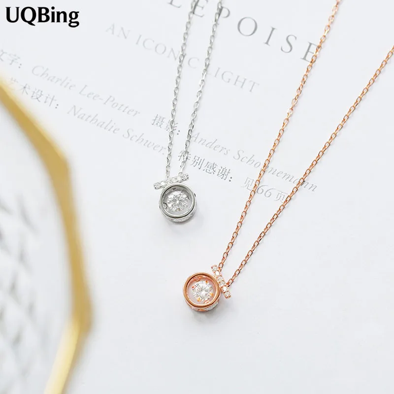 Большой циркониевый Круг Круглый розовое золото/серебро цвет кулон воротник обручальное ожерелье 925 пробы серебряные ювелирные изделия