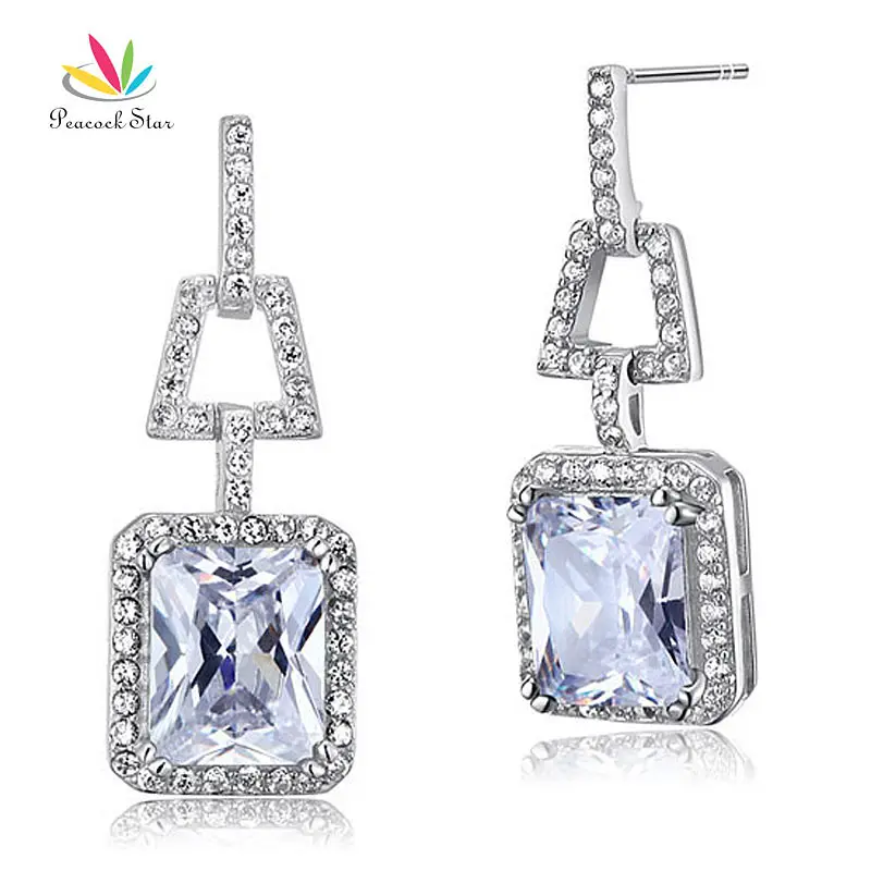 

Peacock Star 8 Carat CZ 925 Sterling Silver Dangle Bridal Wedding Earrings Jewelry CFE8098