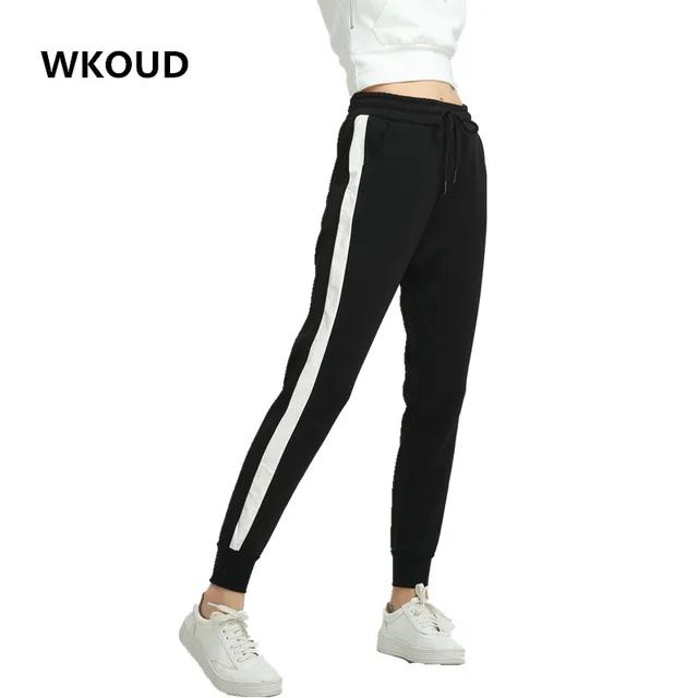 WKOUD Women Pants Side Striped Sweatpants Spring Ankle